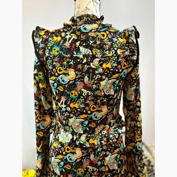 Zadig & Voltaire Rosier Circus Print Dress Midi Multi XS - Picture 15 of 16